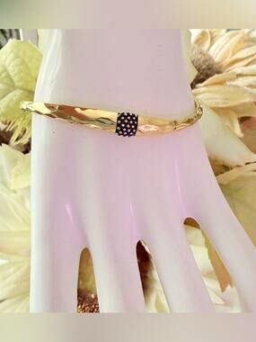 Michael Dawkins 925 Sterling Silver Gold Tone Bangle Bracelet